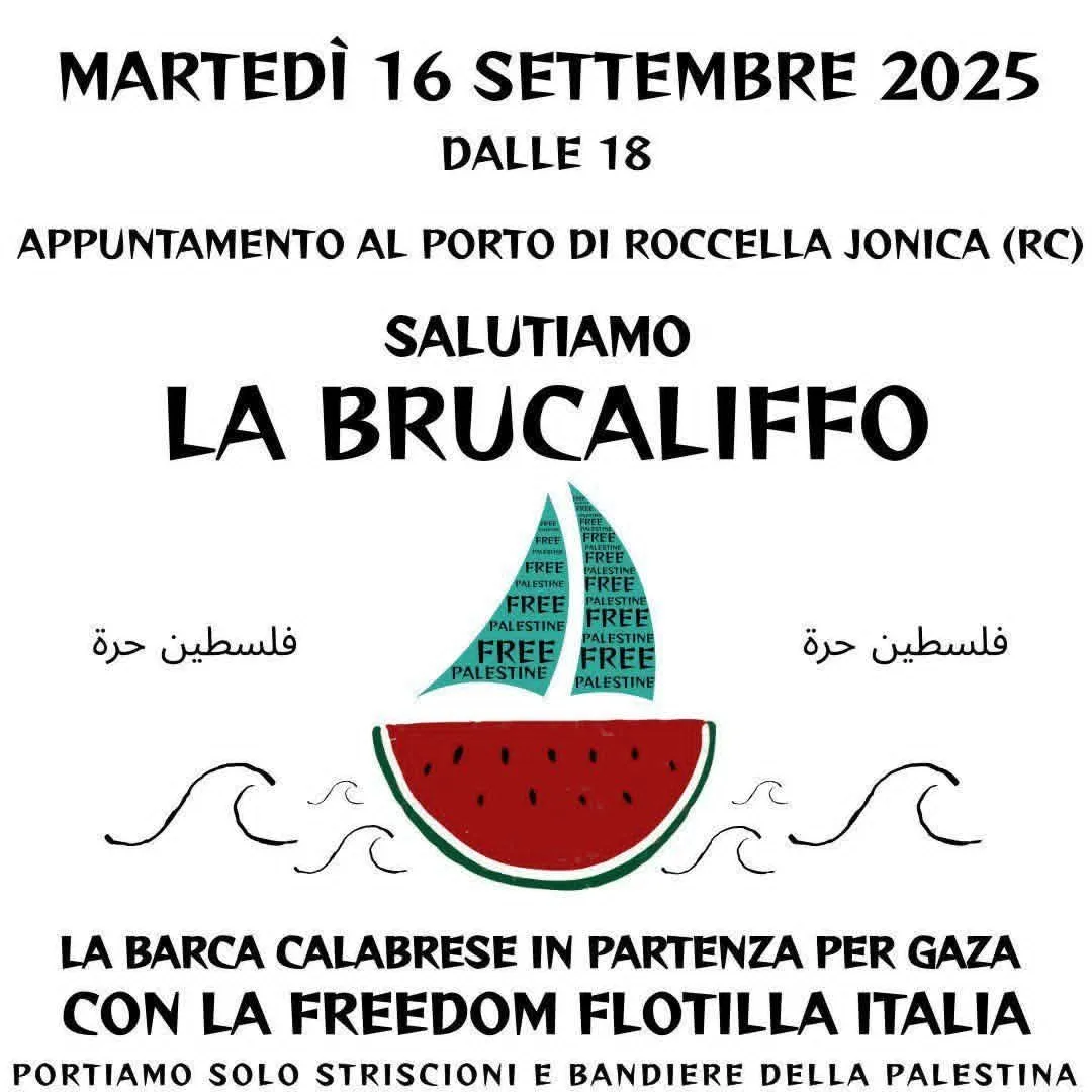 Salutiamo La Brucaliffo: Partenza per Gaza con la Freedom Flotilla Italia